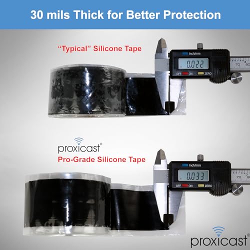 Proxicast Pro-Grade Extra Strong 30mil Weatherproof Self-Fusing Silicone Rubber Sealing Tape For Outdoor Antenna Coax & Electrical Cables, Hose/Pipe Leaks & Emergency Repairs (1.5" x 15' roll) - Black - Image 2