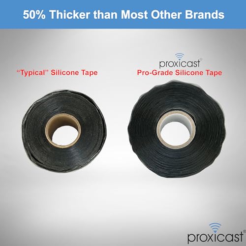 Proxicast Pro-Grade Extra Strong 30mil Weatherproof Self-Fusing Silicone Rubber Sealing Tape For Outdoor Antenna Coax & Electrical Cables, Hose/Pipe Leaks & Emergency Repairs (1.5" x 15' roll) - Black - Image 3