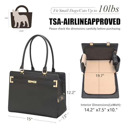 Minsong 2in1 Stylish Dog Purse Carrier SoftSided Carriers Travel Tote Bag for Small Dogs Cats Fashion Foldable Pet Bag for Puppies Small Animals with Pockets Black 15 L x 75 W x 122 H - Image 3