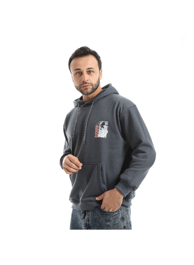 Caesar Men's oversized hoodie with a hood and prints on the chest and back - Image 2