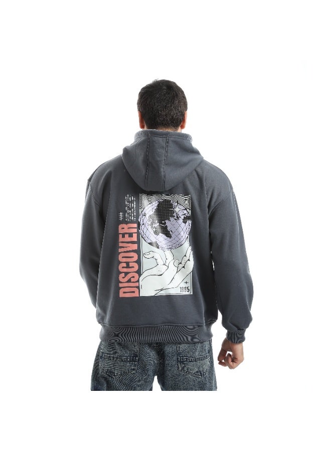 Caesar Men's oversized hoodie with a hood and prints on the chest and back - Image 5