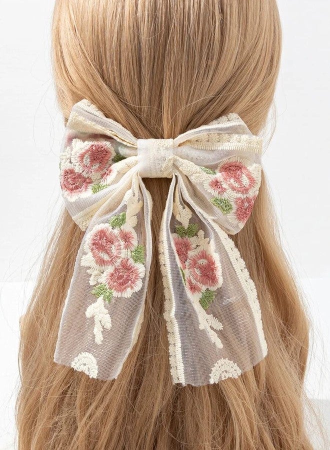 Ashkash 1pc Lace Hair Bow Clip for Women & Girls - Double Layer Spring Hair Barrettes, Elegant Bowknot Flower Hair Decoration Accessory - Image 3