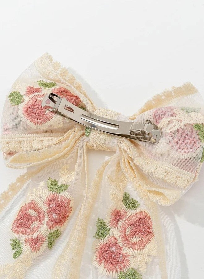 Ashkash 1pc Lace Hair Bow Clip for Women & Girls - Double Layer Spring Hair Barrettes, Elegant Bowknot Flower Hair Decoration Accessory - Image 2
