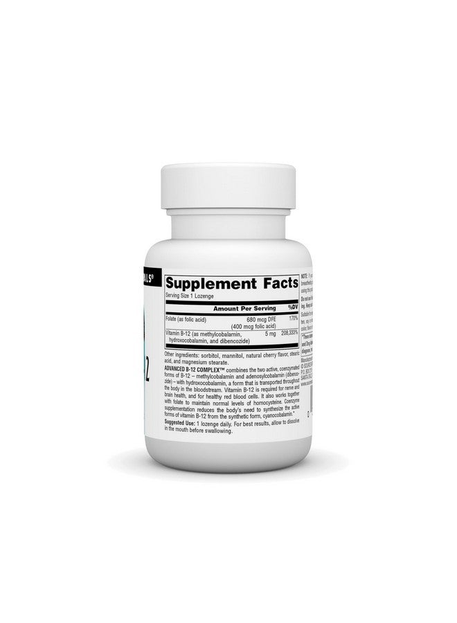 Source Naturals Product Image Advanced B-12 Complex,Promotes Normal Folic Acid Metabolism*, 5 MG - 30 Lozenges - Image 2