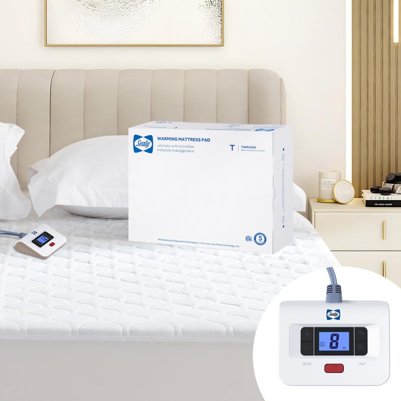 Sealy Heated Mattress Pad Twin Size, Luxury Quilted Electric Bed Warmer with 10 Heat Settings & Auto Off 1-12 Hours | Fit Up to 15" Deep Pocket | ETL Certified | Machine Washable - Image 1