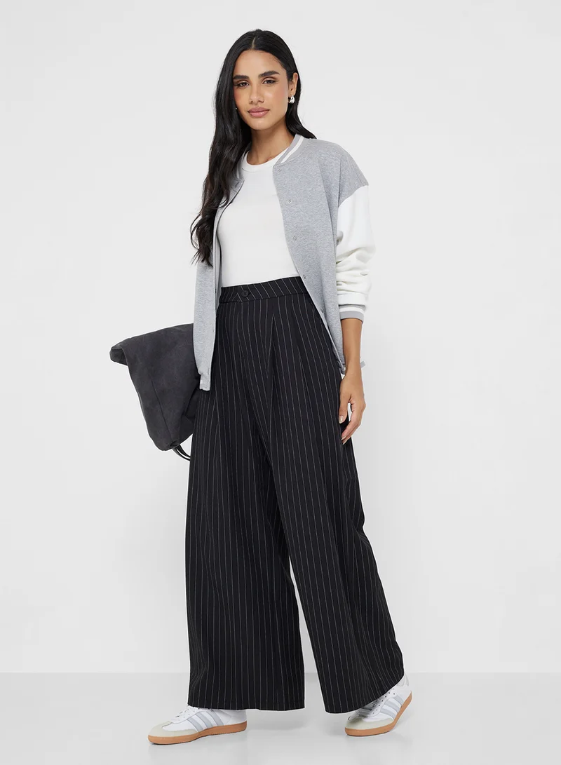 جينجر Wide Leg Pinstripe Trousers