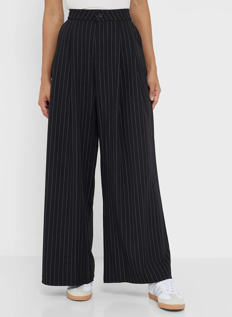 جينجر Wide Leg Pinstripe Trousers
