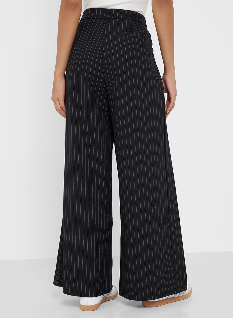 Ginger Wide Leg Pinstripe Trousers