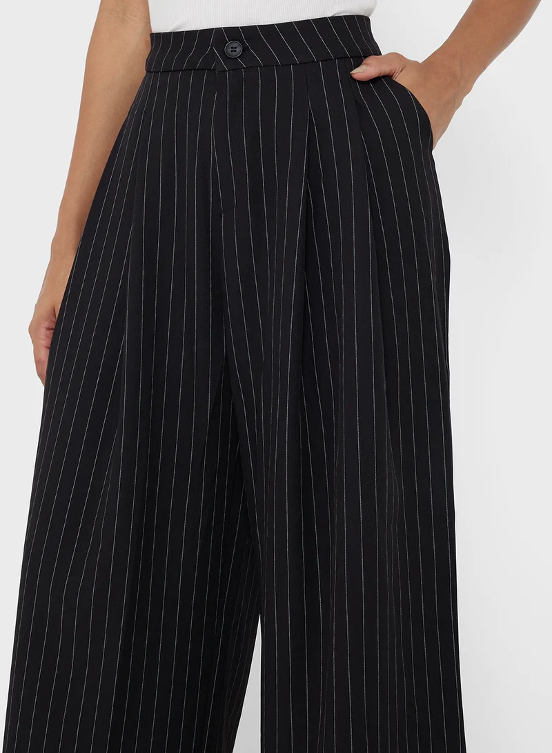 Ginger Wide Leg Pinstripe Trousers