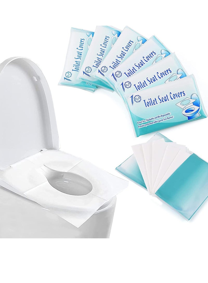 SYOSI Disposable Paper Toilet Seat Covers Toilet Seat Paper Pads Non-Slip Clean Toilet Covers Travel Disposable Toilet Mat for Kids Pregnant Hospital Public Toilet Pack of 60 - Image 1