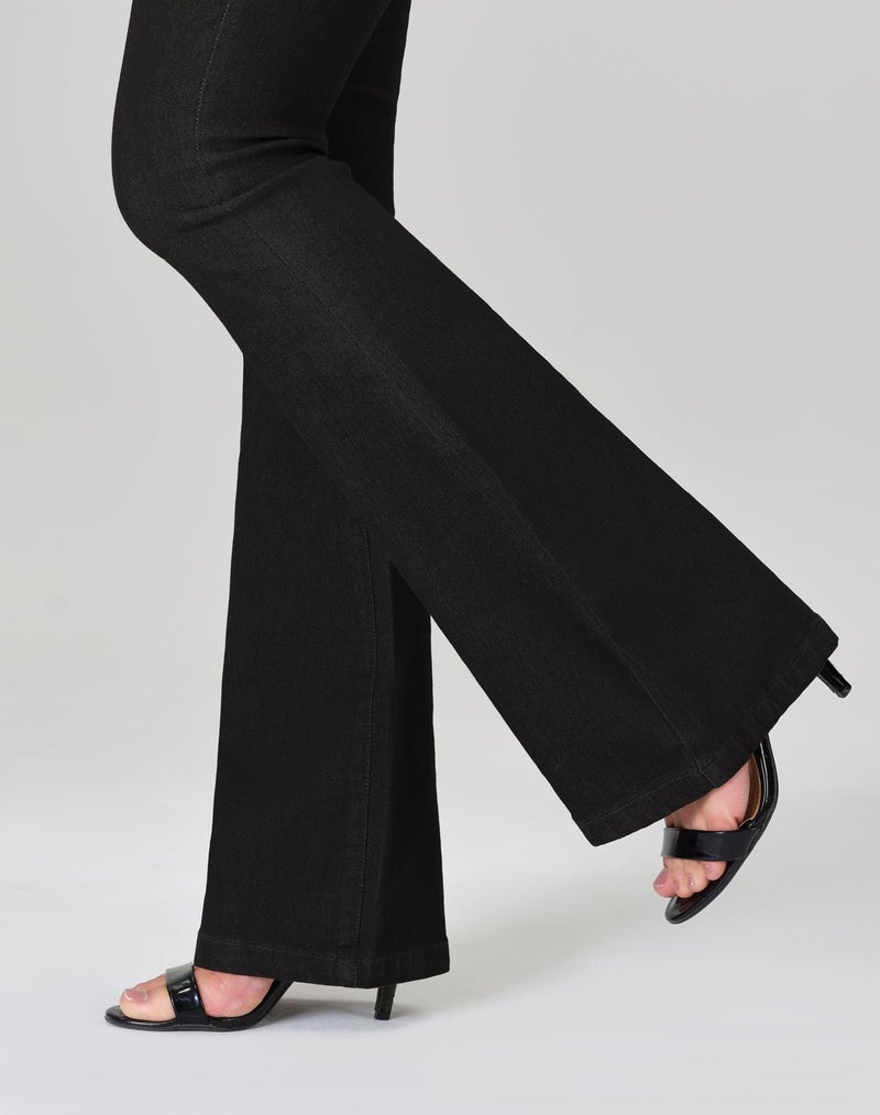 roswear Womens Mid Waist Bell Bottom Stretchy Flare Jeans Pants Black Large - Image 3