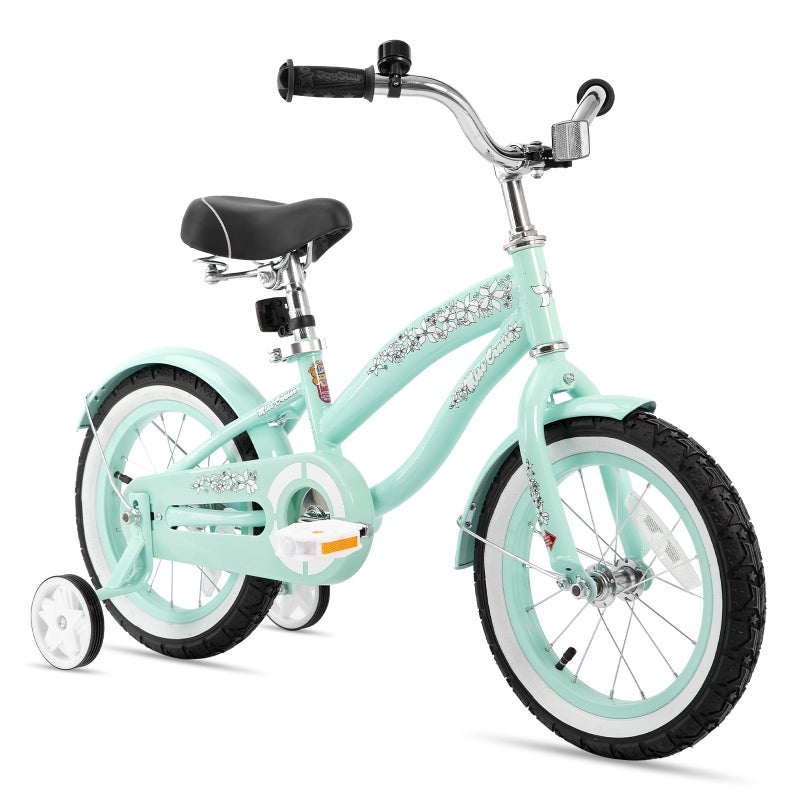 JOYSTAR 14 Inch Kids Bike with Training Wheels for Ages 3-5 Years Old Girls Toddler Bike Beach Cruiser Kids Bicycle Green - Image 1