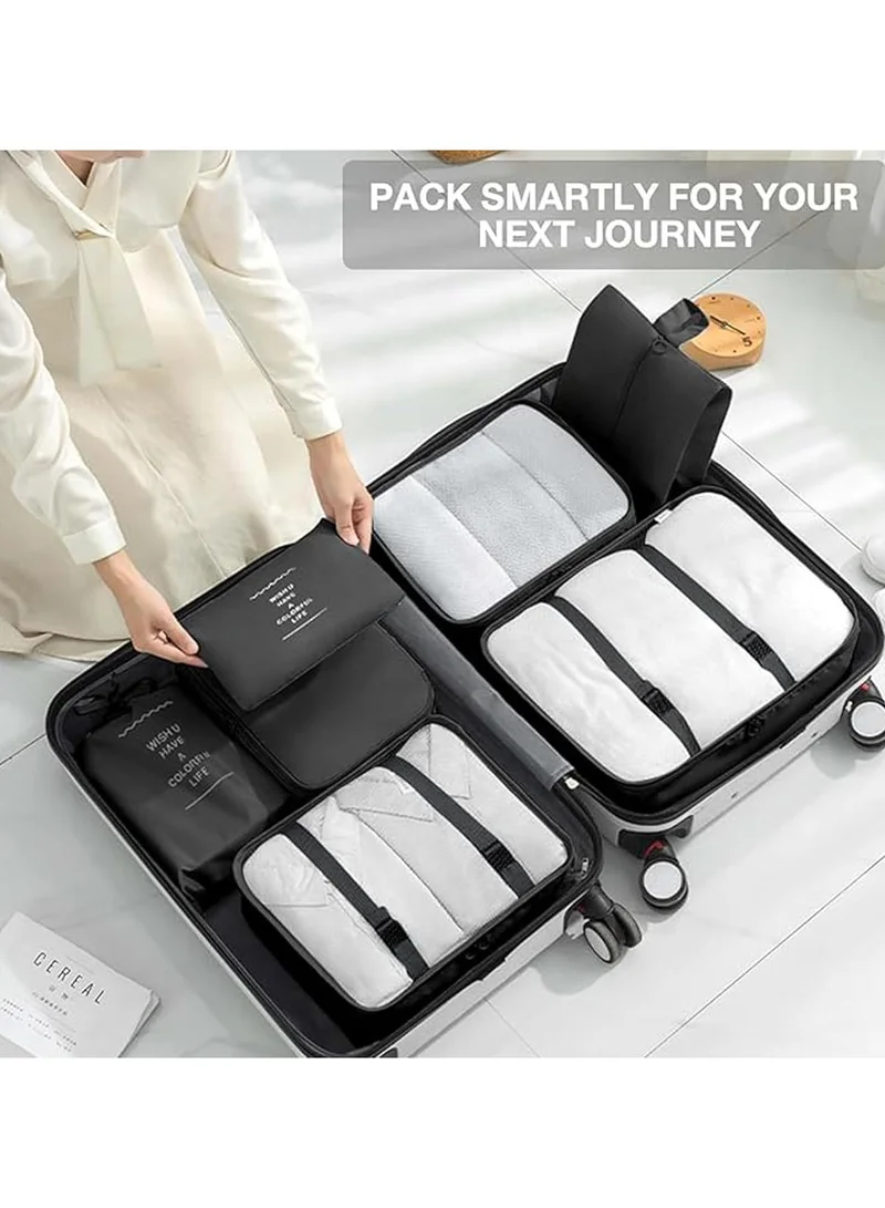 Quesera  Travel Organizer, 8 Pcs Packing Cubes Luggage Organizer, Storage Bags Organizer Set, Waterproof, Space Saving, Travel Essentials Organizer, Pink  | Best Price UAE