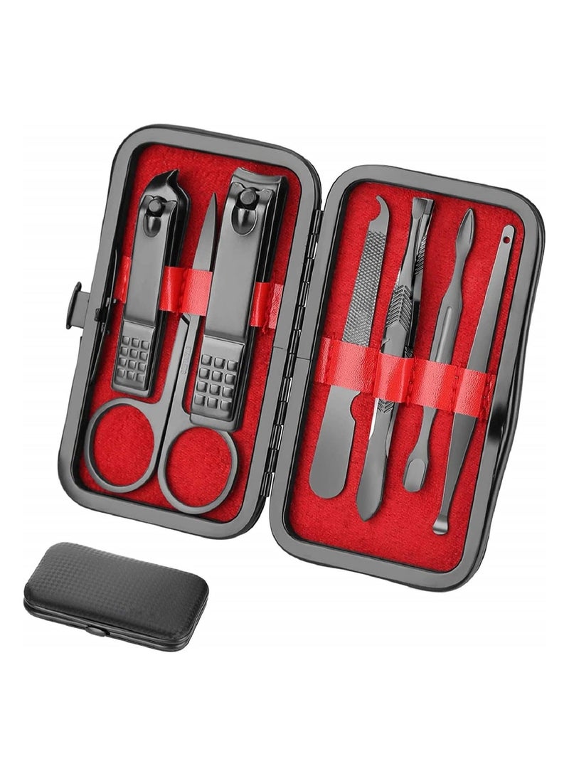 مجموعة مانيكير للعناية الشخصية - مجموعة أدوات قص الأظافر الفاخرة 8 في 1 مجموعة العناية بالأظافر الاحترافية هدية للرجال والزوج والصديق والآباء والنساء وكبار السن للعناية بالأظافر - Image 1