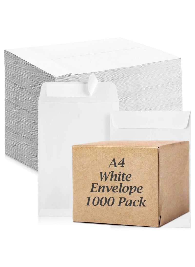 MARKQ [A4] White Envelopes [1000 Pack] 12.75" x 9.25" Self Sealing Mailing Envelope for Posting mailing Home Office and Ecommerce, 100gsm - Image 1