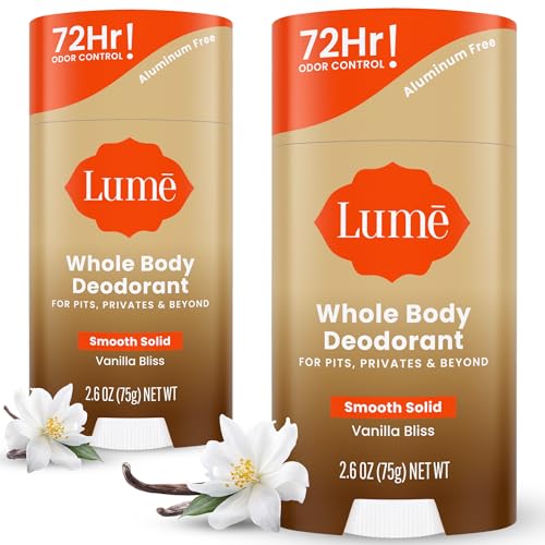 Lume Whole Body Deodorant - Smooth Solid Stick - 72 Hour Odor Control - Doctor Developed - Aluminum Free, Baking Soda Free and Skin Loving - 2.6 Ounce (Pack of 2) (Vanilla Bliss) - Image 1