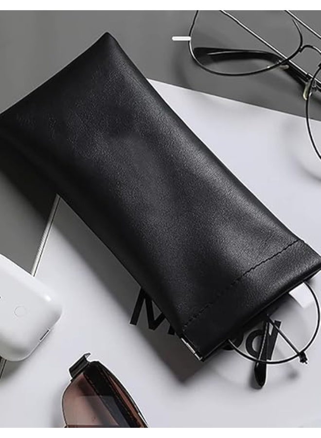 قضايا النظارات، ناعمة PU الجلد، حقيبة النظارات الشمسية المحمولة، مقاومة للماء، الإغلاق التلقائي، الأسود، 17.6x9cm - Image 2