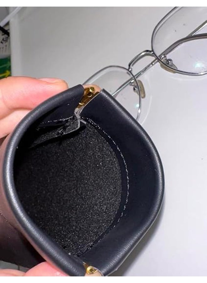 قضايا النظارات، ناعمة PU الجلد، حقيبة النظارات الشمسية المحمولة، مقاومة للماء، الإغلاق التلقائي، الأسود، 17.6x9cm - Image 1