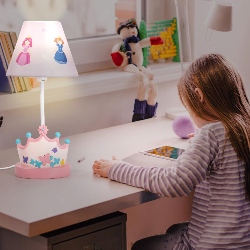 HERBESTBAY Kids Table Lamp, Adorable Princess Crown Style Desk Lamp, 16 Inch Pink Bedside Lamp Ideal for Girls Bedroom Decor, Includes LED Bulb - Image 5