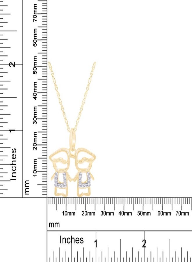 AFFY Adorable Two Twins Family Pendant Necklace in 14k Yellow Gold Over Sterling Silver - Image 4