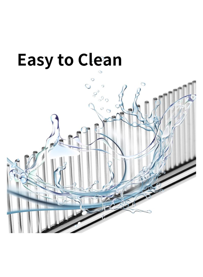 2PCS Dog and Cat Brush, Stainless Steel Dog Grooming Comb Kit, Detangler Deshedding Brush for Long Haired Dogs＆Cats, Dog Tangles Metal Comb＆Knots Hair Remover for Dog＆Cat Undercoat 6.4" 7.5 - Image 4