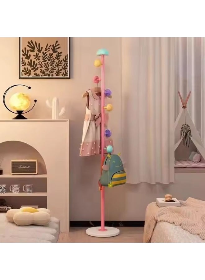 Y&D Suitable For Children Room High-Grade Mushroom Shape Metal Coat Rack with 7-hooks and Quartz Base Simple Assembled Free Standing Dress Hanger Stand for Handbag Clothes Accessories NO Tools Required Pink Cute 167cm - Image 1
