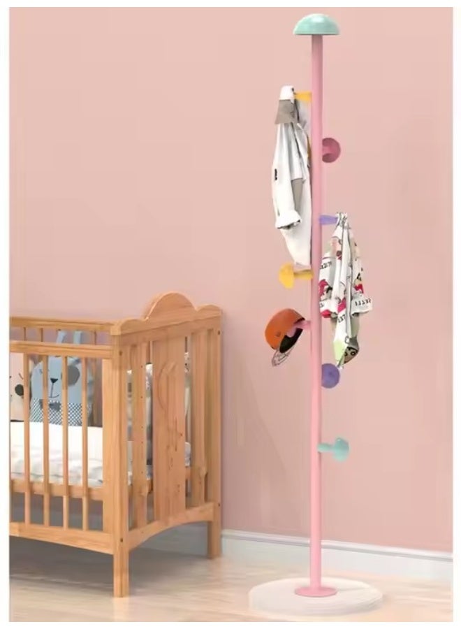 Y&D Suitable For Children Room High-Grade Mushroom Shape Metal Coat Rack with 7-hooks and Quartz Base Simple Assembled Free Standing Dress Hanger Stand for Handbag Clothes Accessories NO Tools Required Pink Cute 167cm - Image 4