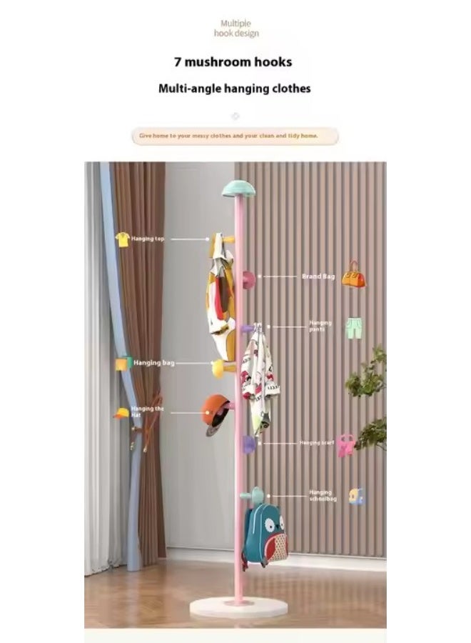 Y&D Suitable For Children Room High-Grade Mushroom Shape Metal Coat Rack with 7-hooks and Quartz Base Simple Assembled Free Standing Dress Hanger Stand for Handbag Clothes Accessories NO Tools Required Pink Cute 167cm - Image 5