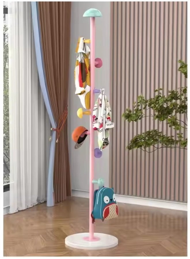 Y&D Suitable For Children Room High-Grade Mushroom Shape Metal Coat Rack with 7-hooks and Quartz Base Simple Assembled Free Standing Dress Hanger Stand for Handbag Clothes Accessories NO Tools Required Pink Cute 167cm - Image 3