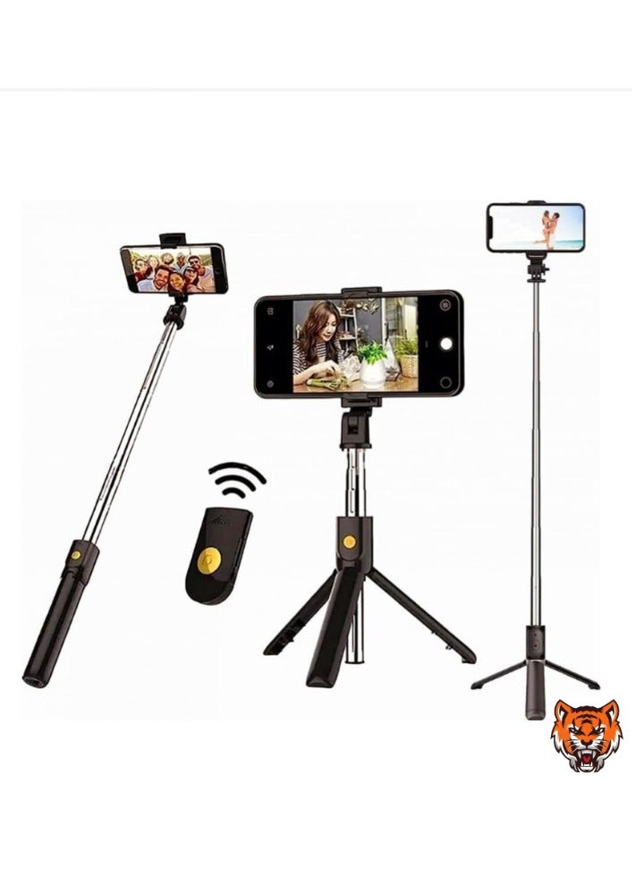 TIGER "Wireless Selfie Stick + Mini Tripod – Portable, Extendable Stand for Smartphones, Perfect for Photos, Vlogs, and Live Streams" - Image 1