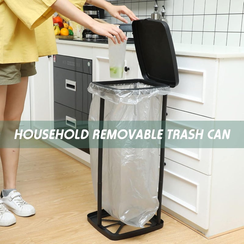 LASALE LASALE Garbage Bag Storage Rack with Lid Folding Waste Bin Kitchen IndoorOutdoor Trash Bag Hanging Waste Bin 3 Different Height  - Image 3