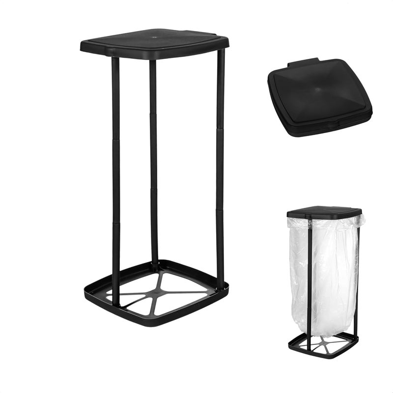 LASALE LASALE Garbage Bag Storage Rack with Lid Folding Waste Bin Kitchen IndoorOutdoor Trash Bag Hanging Waste Bin 3 Different Height  - Image 1