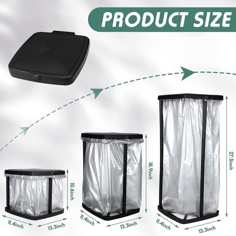 LASALE LASALE Garbage Bag Storage Rack with Lid Folding Waste Bin Kitchen IndoorOutdoor Trash Bag Hanging Waste Bin 3 Different Height  - Image 4