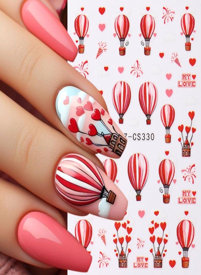 8 Sheets Nail Art Stickers Decals Self-Adhesive Rose Heart Nail Stickers Romantic Red Lips Flower Nail Art Decals Heart Bow Nail Art Design Decoration Accessories - Image 2