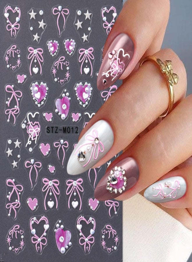 8 Sheets Nail Art Stickers Decals Self-Adhesive Rose Heart Nail Stickers Romantic Red Lips Flower Nail Art Decals Heart Bow Nail Art Design Decoration Accessories - Image 5