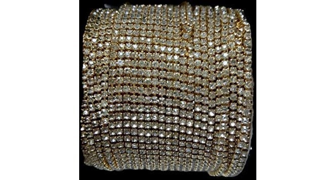 ALEVAN Metal Stone Chain Lace for Jewellery Making, Gold White (10 m) - Image 2