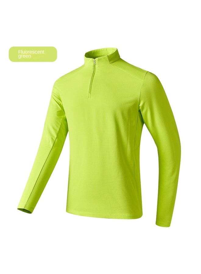 general Men's Fluorescent Green 7A Antibacterial Half-Zip Fleece Sports Sweatshirt - Image 1