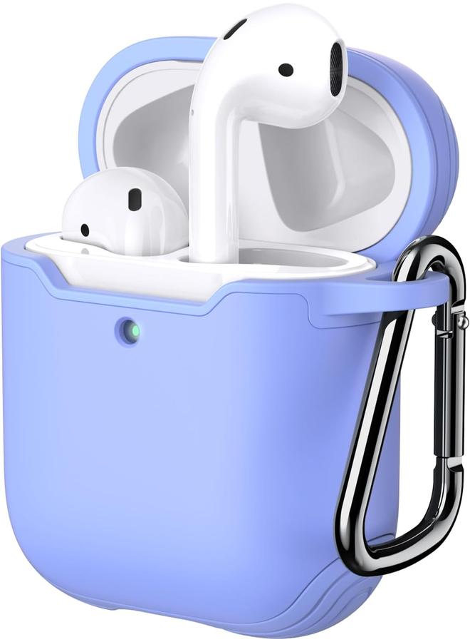 جي تيك غطاء حافظة لجهاز Airpods من الجيل الأول والثاني مصنوع من مادة TPU والكمبيوتر الشخصي مع سلسلة مفاتيح باللون الأرجواني الفاتح - Image 1