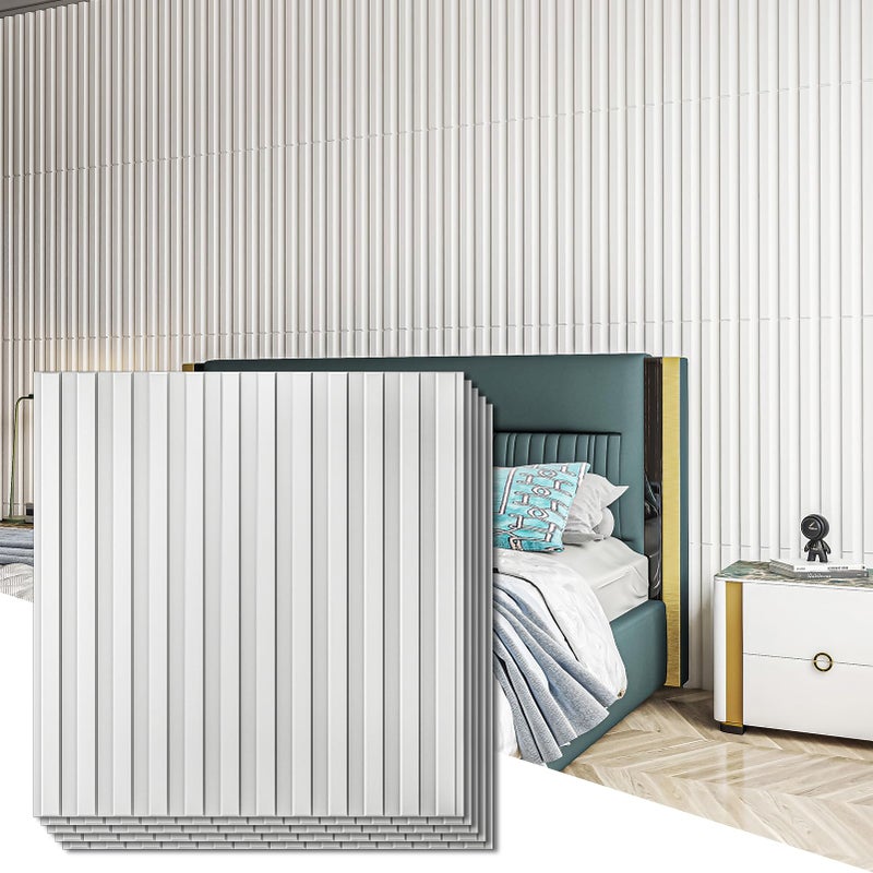 Art3d Slat Wall Panel, 3D Fluted Textured Panel 12-Tile 19.7 x 19.7in. - White - Image 1