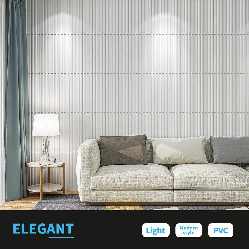 Art3d Slat Wall Panel, 3D Fluted Textured Panel 12-Tile 19.7 x 19.7in. - White - Image 2