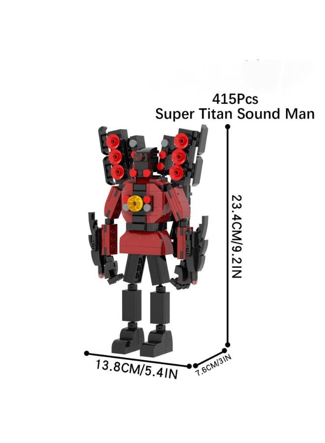Skibidi Toilet Man Toy Building Blocks 415 Pcs Super Titan Sound Man Toy Ideas Toys Battle Horror Game Model Ideas Toys Gifts for Adult u0026 Kids
