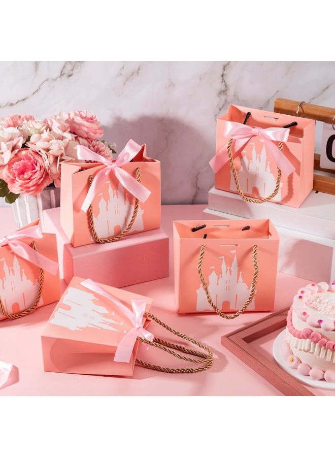 Sinload 25 Sets Small Princess Castle Party Favor Bags with Handles Ribbons 5.51 x 2.36 x 4.72 Inch Light Pink Princess Goodie Candy Gift Bags for Birthday Gender Reveal Baby Shower Party Supplies - Image 3