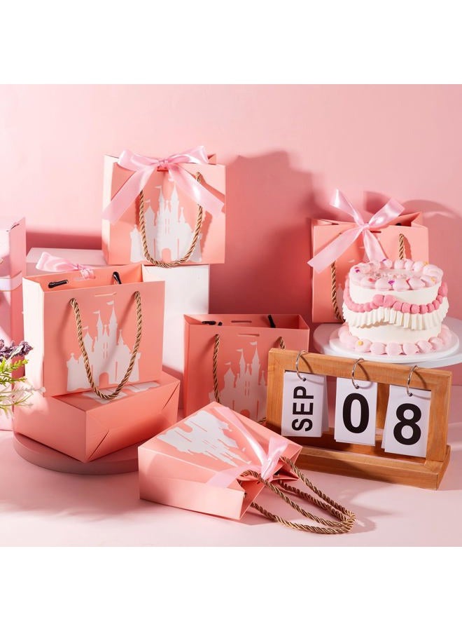 Sinload 25 Sets Small Princess Castle Party Favor Bags with Handles Ribbons 5.51 x 2.36 x 4.72 Inch Light Pink Princess Goodie Candy Gift Bags for Birthday Gender Reveal Baby Shower Party Supplies - Image 4