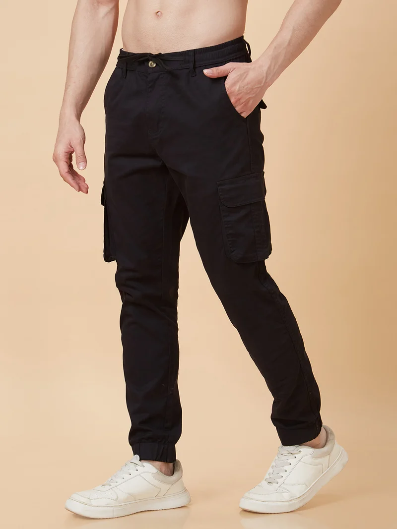 globus Globus Men Black Slim Fit Cargos