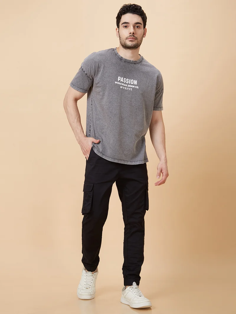 globus Globus Men Black Slim Fit Cargos