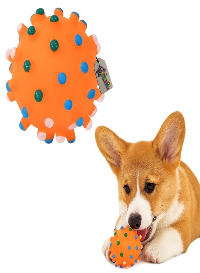Western Era Spikey Ball Dog Toy | Durable Orange Rubber Squeaky Toy for Dogs | Textured Ball for Fetch, Teething, Gum Massage & Dental Cleaning | Interactive Pet Toy with Squeaker | Playtime Fun - Image 1
