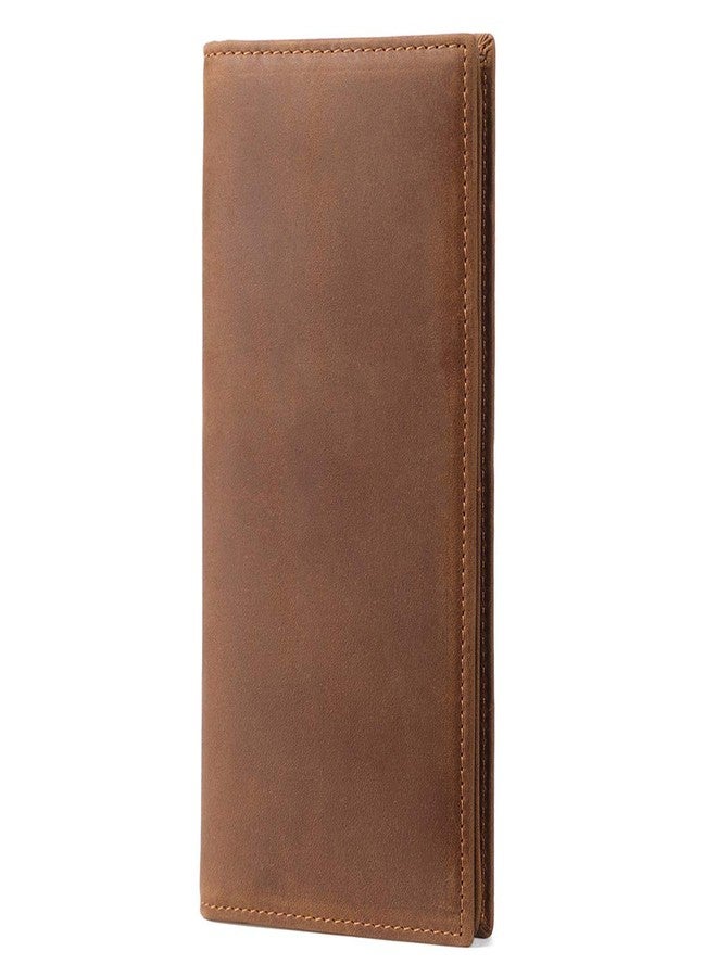 JEEBURYEE Men's Vintage Genuine Leather Long Bifold Wallet RFID Blocking Card Holder, Brown, L - Image 1