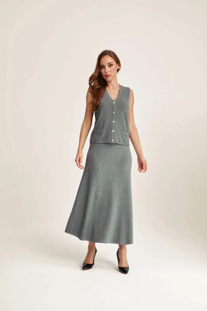 Tenda Sleeveless Button-Down Jacket Grey