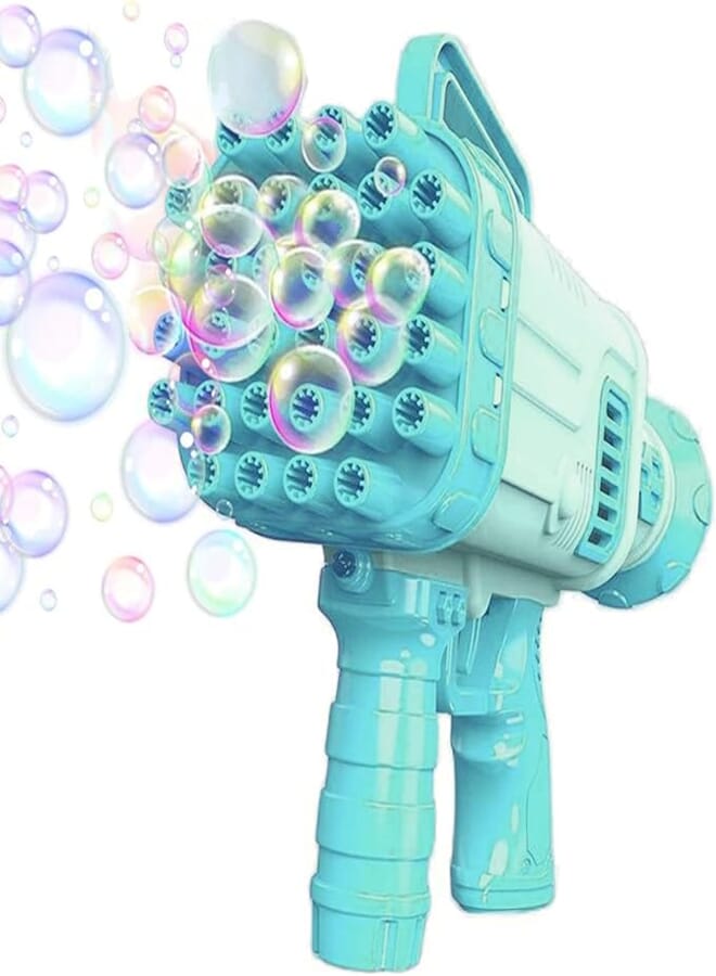 VGRASSP 32 Hole Electric Gatling Bubble Gun for Kids with Soap Solution Indoor and Outdoor Toys for Toddlers Bubble Launcher Machine for Girls and Boys (Color as per Stock)