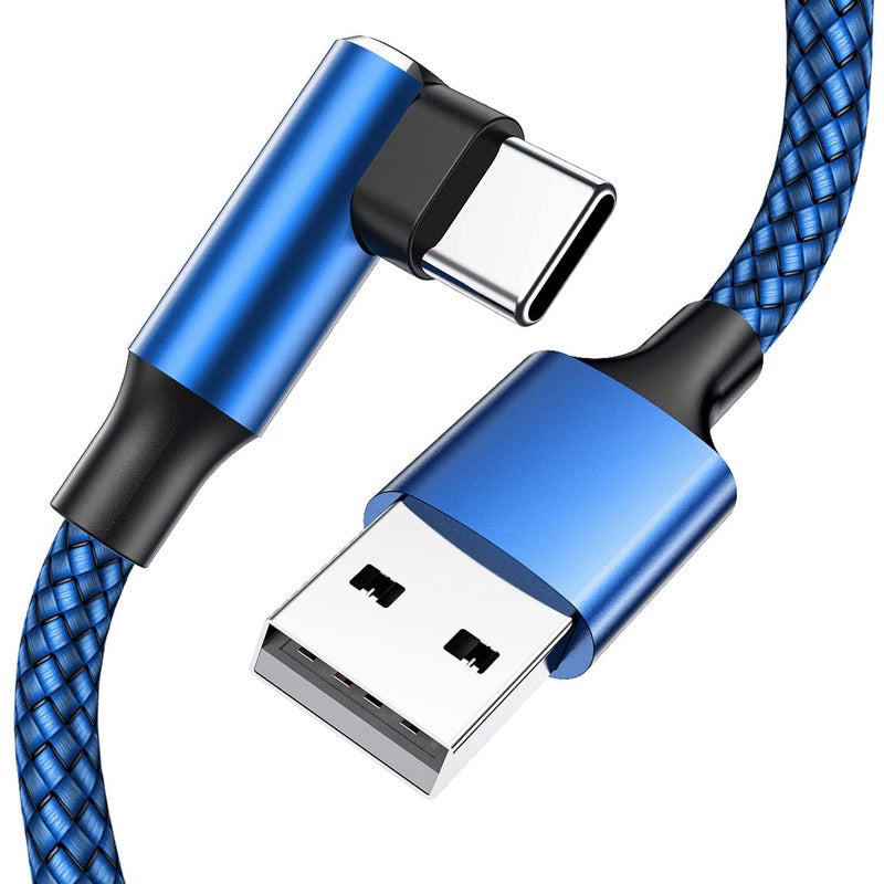 EWUONU USB C Cable 90 Degree [3 Pack 10FT], USB A to USB C Right Angle Nylon Braided Fast Charging Cable for iPhone 16 Pro Max/16Pro/16Plus/16/15 Pro Max, Samsung Galaxy S24 Ultra/S24/S23 Ultra, iPad Air6 - Image 1